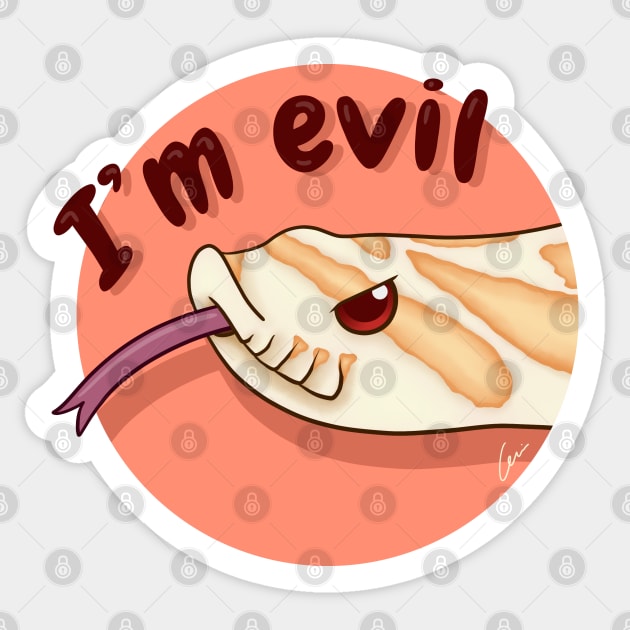 Albino Western Hognose Snake, "I'm evil" Sticker by anacecilia